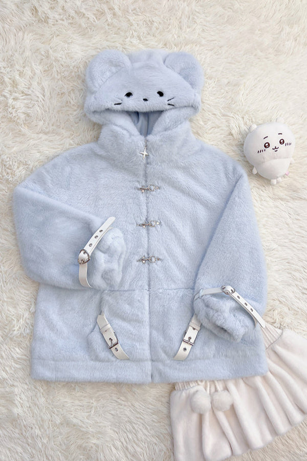 [Reservations] Punk Star Mouse Ear Hoodie Plush Fur Coat
