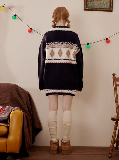 Argyle Knit Cardigan + Argyle Knit Skirt