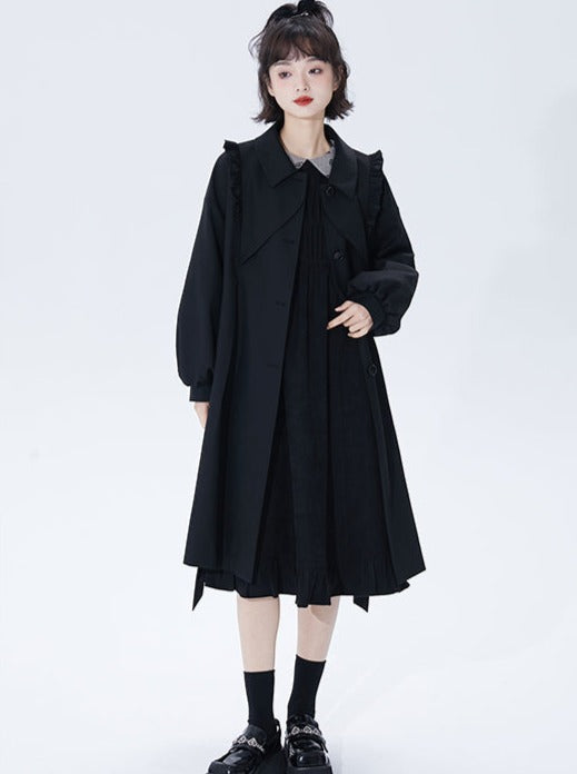 Black Lace Windbreaker Retro Coat