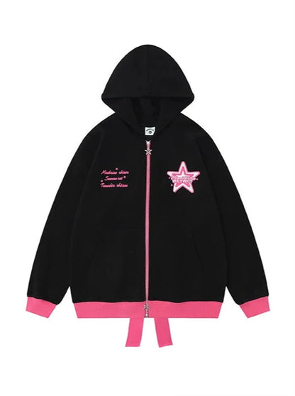 Star Ribbon Design Loose Hoodie