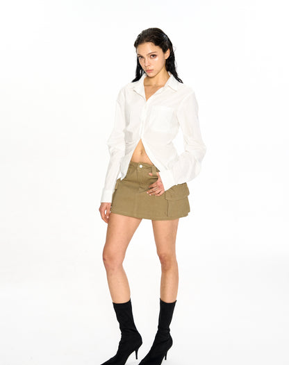 Camicia con risvolto plissettato slim Razor Spice