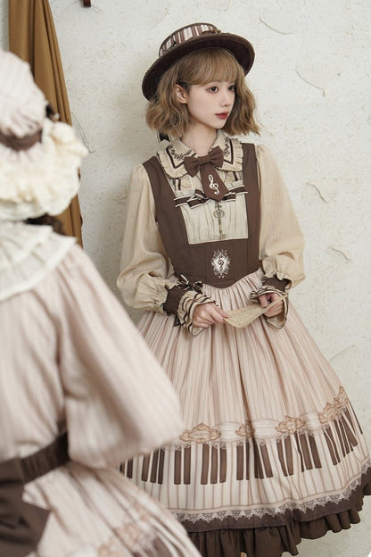 Elegant Classical Piano Print Lolita Dress + Setup + Accessories