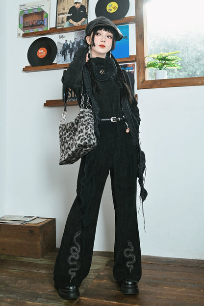 スネークデザインブーツカットパンツ