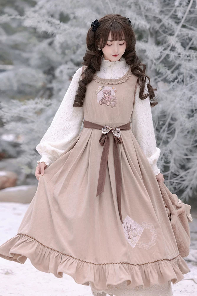 Antique Lace Corduroy Dress