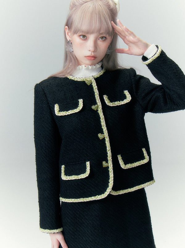 Girly short jacket + tight skirt