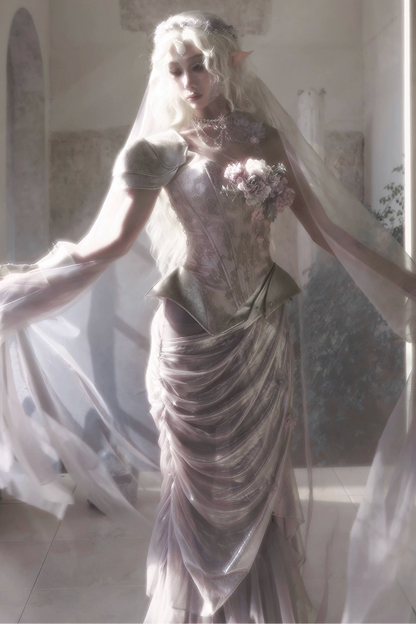 ムーンライトアシンメトリックコルセットトップス+ゴージャスネックレス