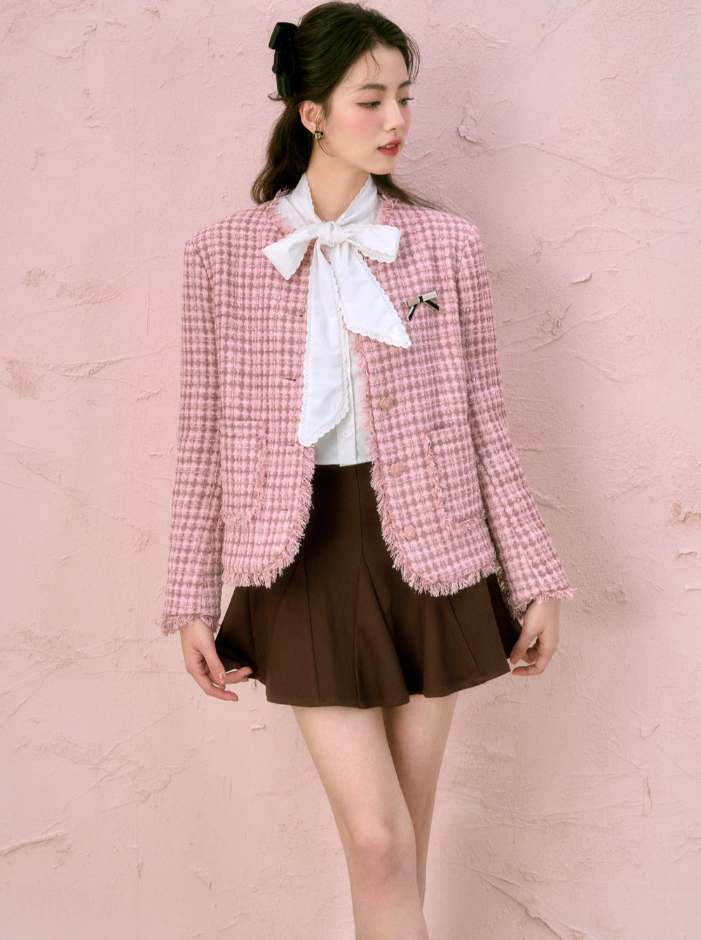 Ribbon Pink Brown Jacket