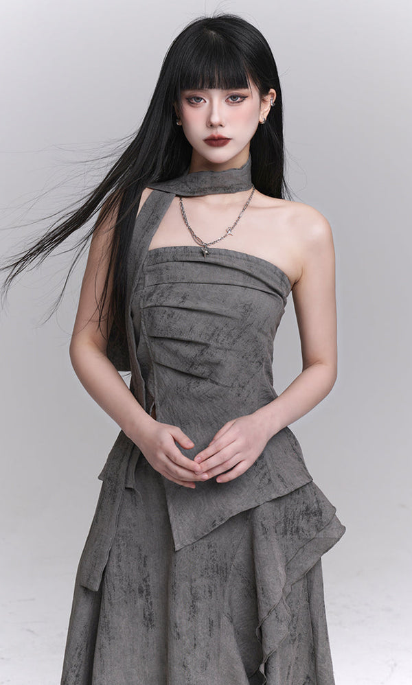 Ash mode tube top + long skirt