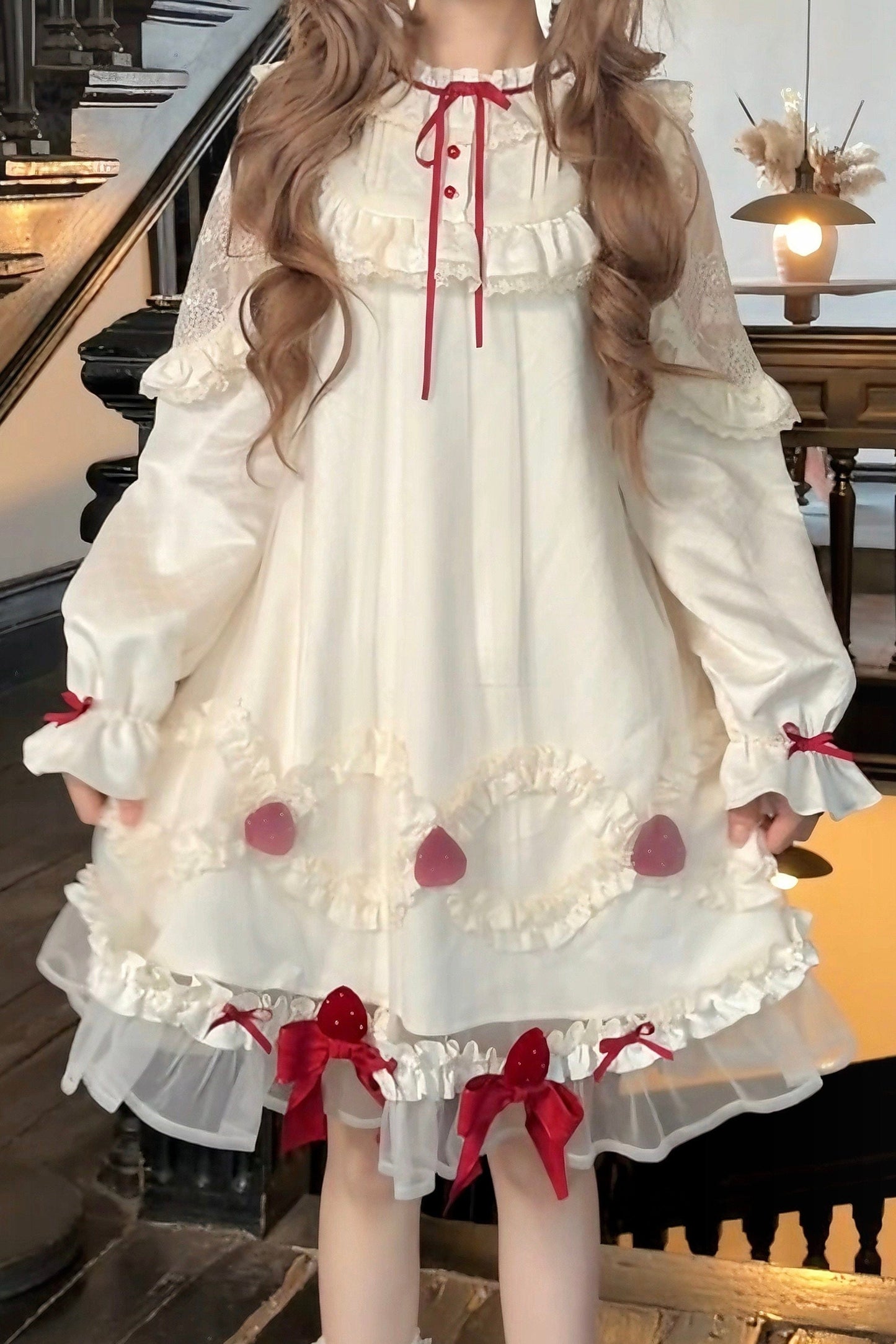 Strawberry Cream Doll Lolita Dress + Strawberry Ribbon