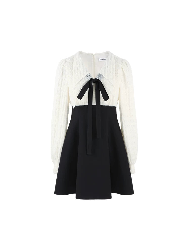 French Plush Patchwork Dress