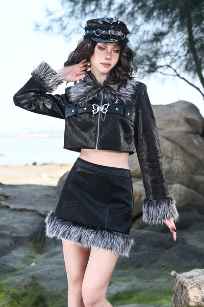 Butterfly Fur Short Jacket