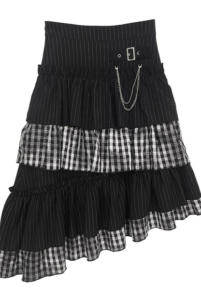 ティアードアシメチェックスカート