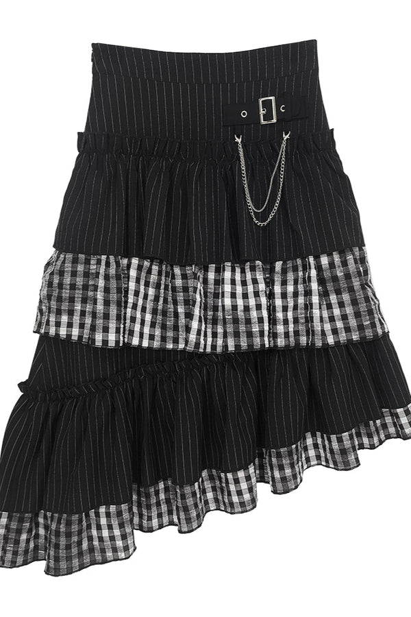 ティアードアシメチェックスカート