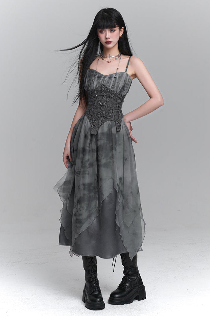 Ghost Girl Gray Suspender Dress