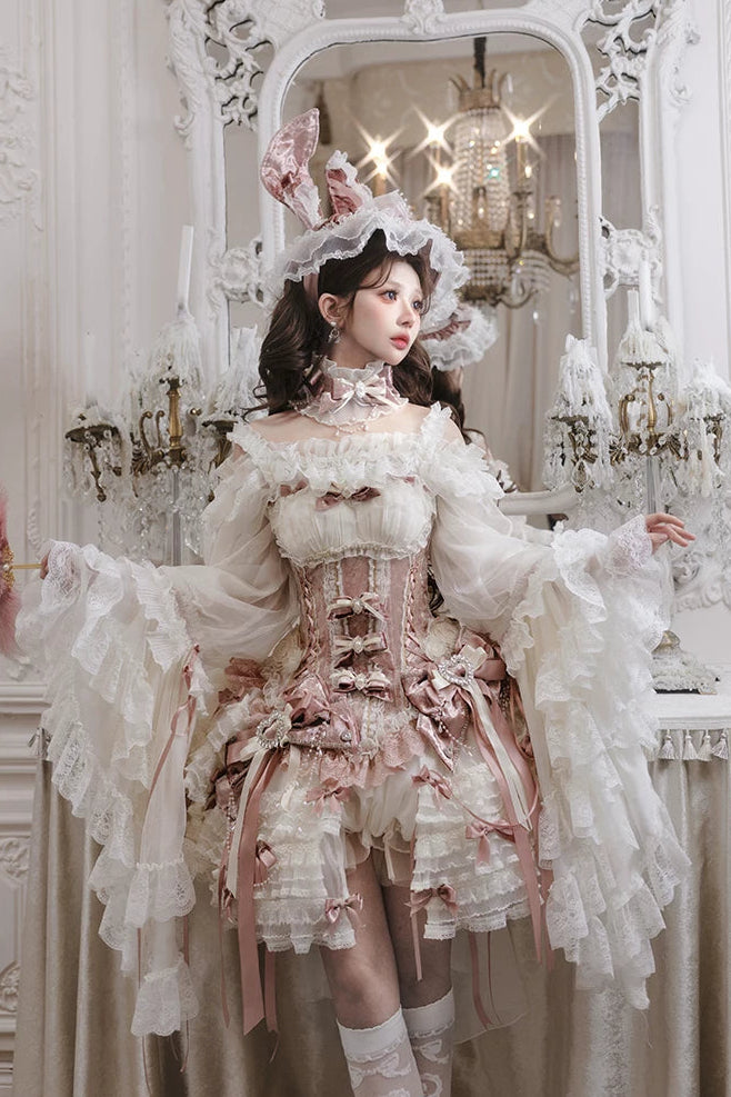 【4月8日予約締切】スウィートロリータバニーレースコルセットトップ＋姫袖シャツ＋スカート＋バルーンパンツ