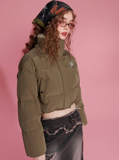 One-point logo mode Y2K short down jacket