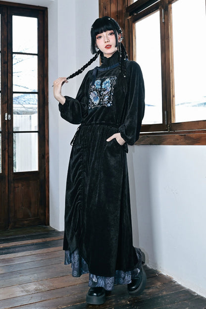 ダークチャイナパッチワークスカート