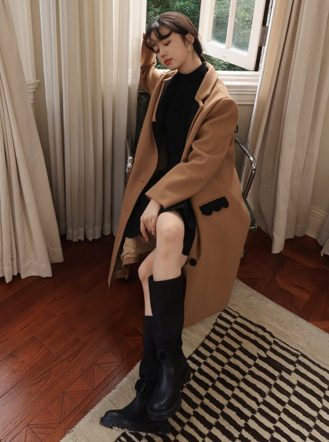 Retro sweet wool long coat