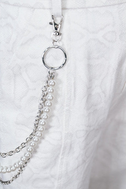 Snake Pattern Vintage Wide-Leg Pants (with Chain)