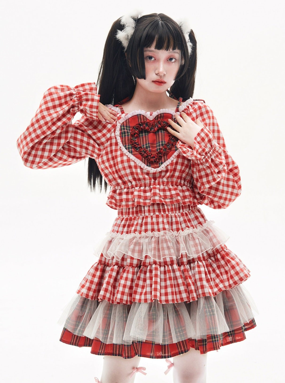 Retro Check Heart Top