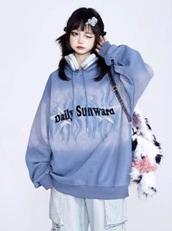 American Retro Oversized Gradient Hoodie Jacket