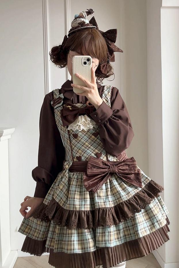 [September 16 Reservation Deadline] Afternoon Tea Sweet Chocolate Check Dress Suit