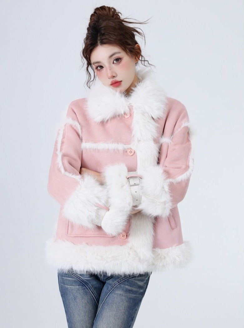 Volume Sweet Fur Velvet Snow Coat