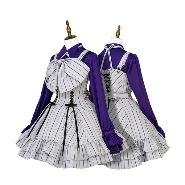 【12月29日予約締切】ゴシックロリータストライプリボンサスドレス