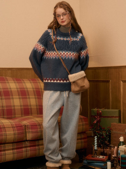 Retro Christmas Fair Isle Pullover Sweater