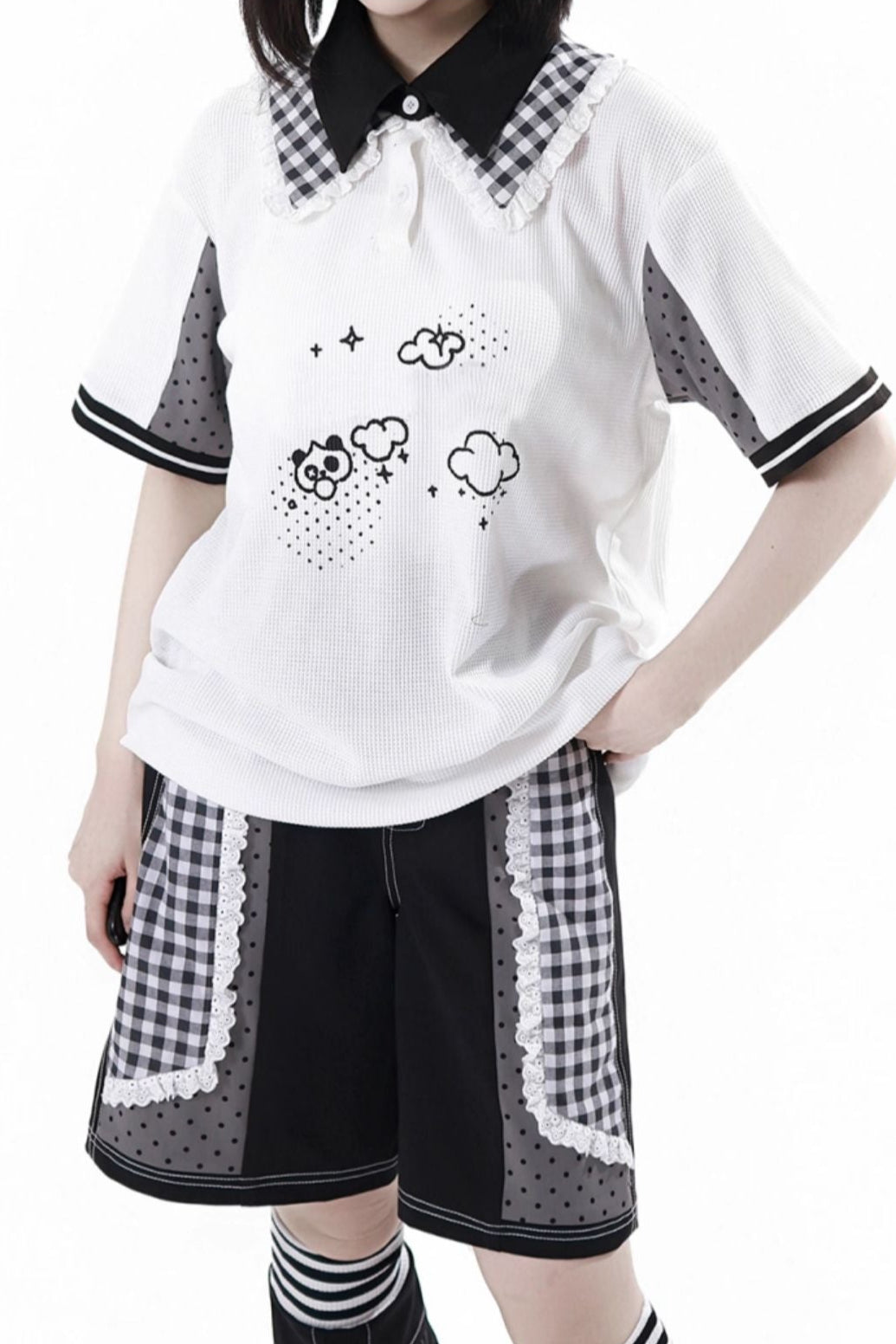 サブカルカップルトップス＋フードトップス＋スカート＋ハーフパンツ＋レッグウォーマー