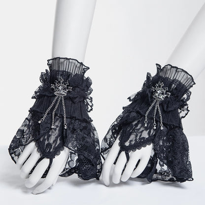 Gothic Noble Delicate Crown Lace Gloves