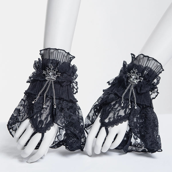 Gothic Noble Delicate Crown Lace Gloves