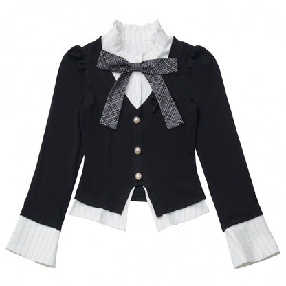 カレッジスリムフェイクツーピーストップス+チェックキュロット