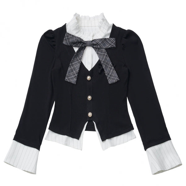 カレッジスリムフェイクツーピーストップス+チェックキュロット