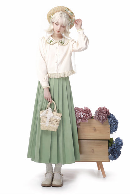 Chinese Style Pleated Skirt Set