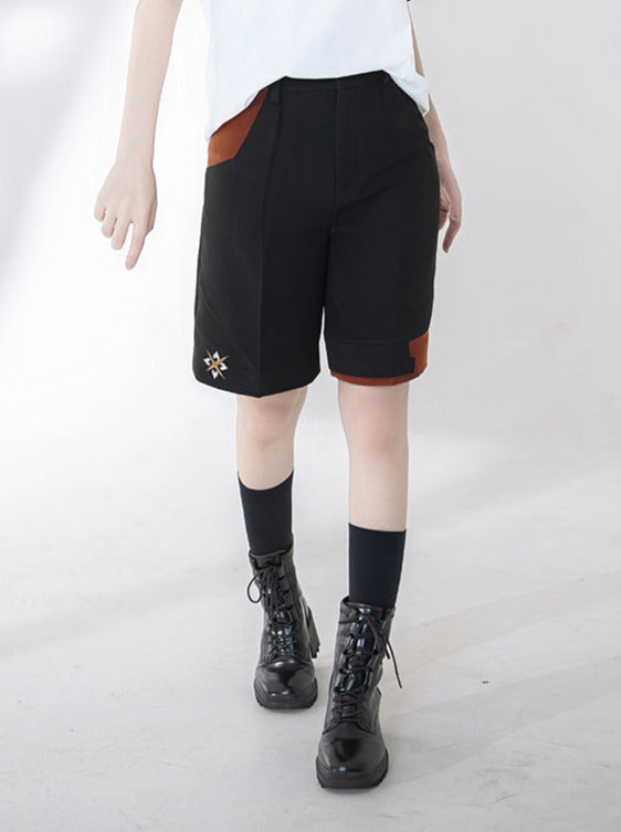 サマーホワイトエンブロイダリーVネックTシャツ＋ショートパンツ