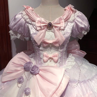 [Reservation Deadline: March 26] Dream Fantasy Rose Bow Tulle Dress + Bonnet