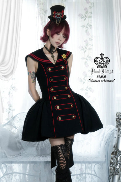 Black Red Navy Large Hem Backless Dress