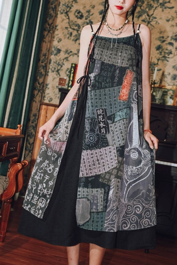 Vestido con tirantes de flores de espejo