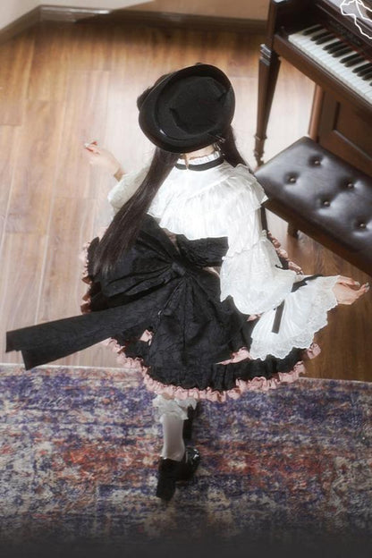 [Reservation product] Blackberry Pink Suspender Cake Skirt and Bucktail Begride Ribbon