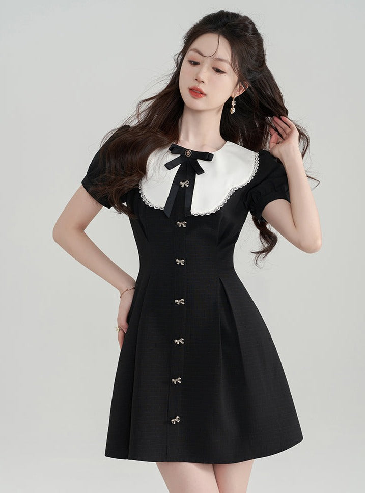 Puff Sleeve Doll Collar Dress