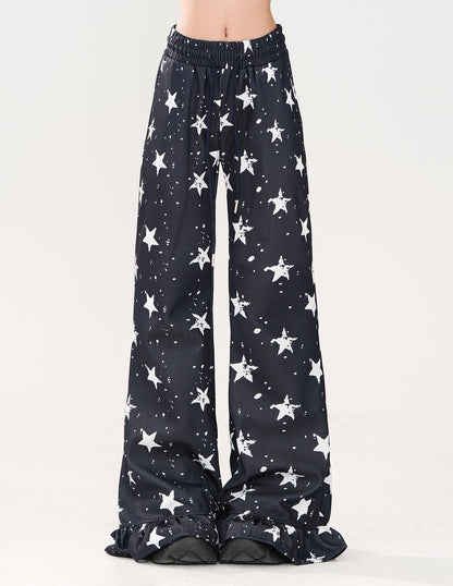 Lazy Casual Star Flared Pants