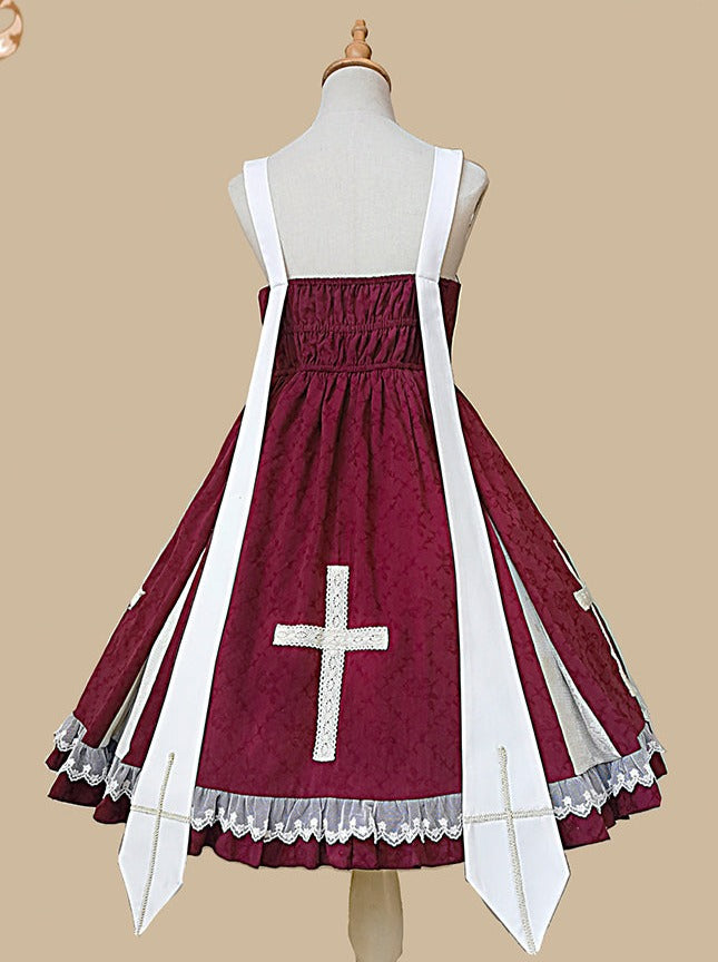 Cross Elegant Lolita Dress + Short Jacket + Hairband + Veil + Collar