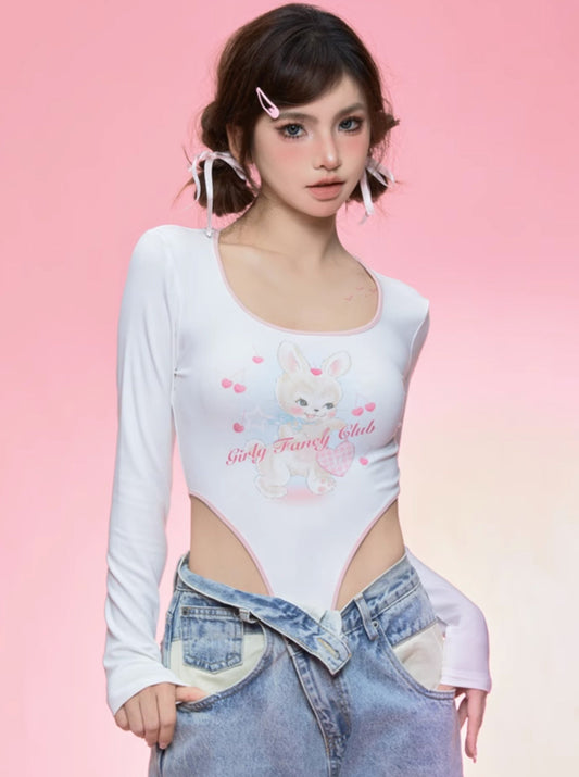 Cute Bunny Slim One-Piece T-Shirt