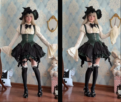 【12月3日予約締切】inverted spell contract ダークゴシックウィッチドレスフルセット＋シャツ＋ベスト＋スカート