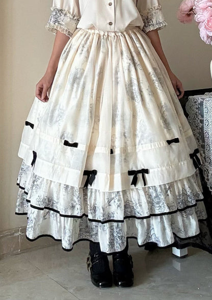 [Pre-order item] Brandy French Pearl Elegant Bustier Dress + Long Skirt + Black Jacquard Jacket + Complete Accessories