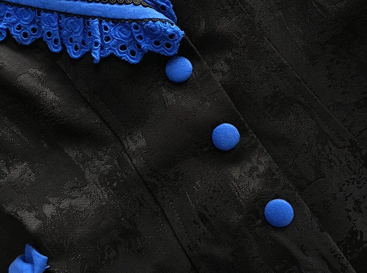 [Vorbestellfrist: 13. Juli] Kleinblaue Gothic-Lolita-Rüschen-Stufenkleid-Komplettset