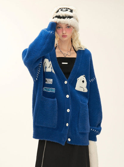 Polar Bear Logo V-Neck Cardigan