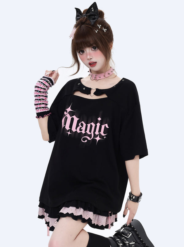 Millennium Love Hollow Niche Design Loose Cotton Tops