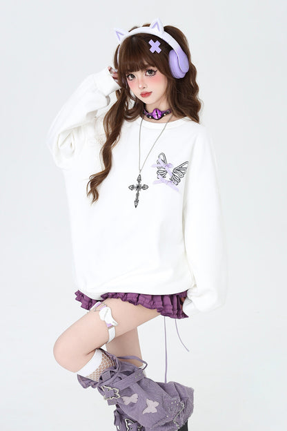 Round Neck Cool Bowtie Sweatshirt